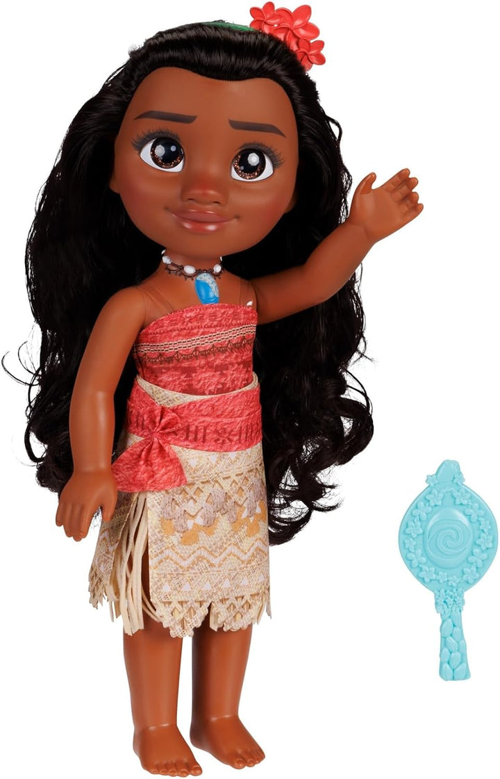 Disney Princess Vaiana Puppe 35cm, reflektierende Glitzeraugen, bewegliche Gelenke, ausziehbares Out