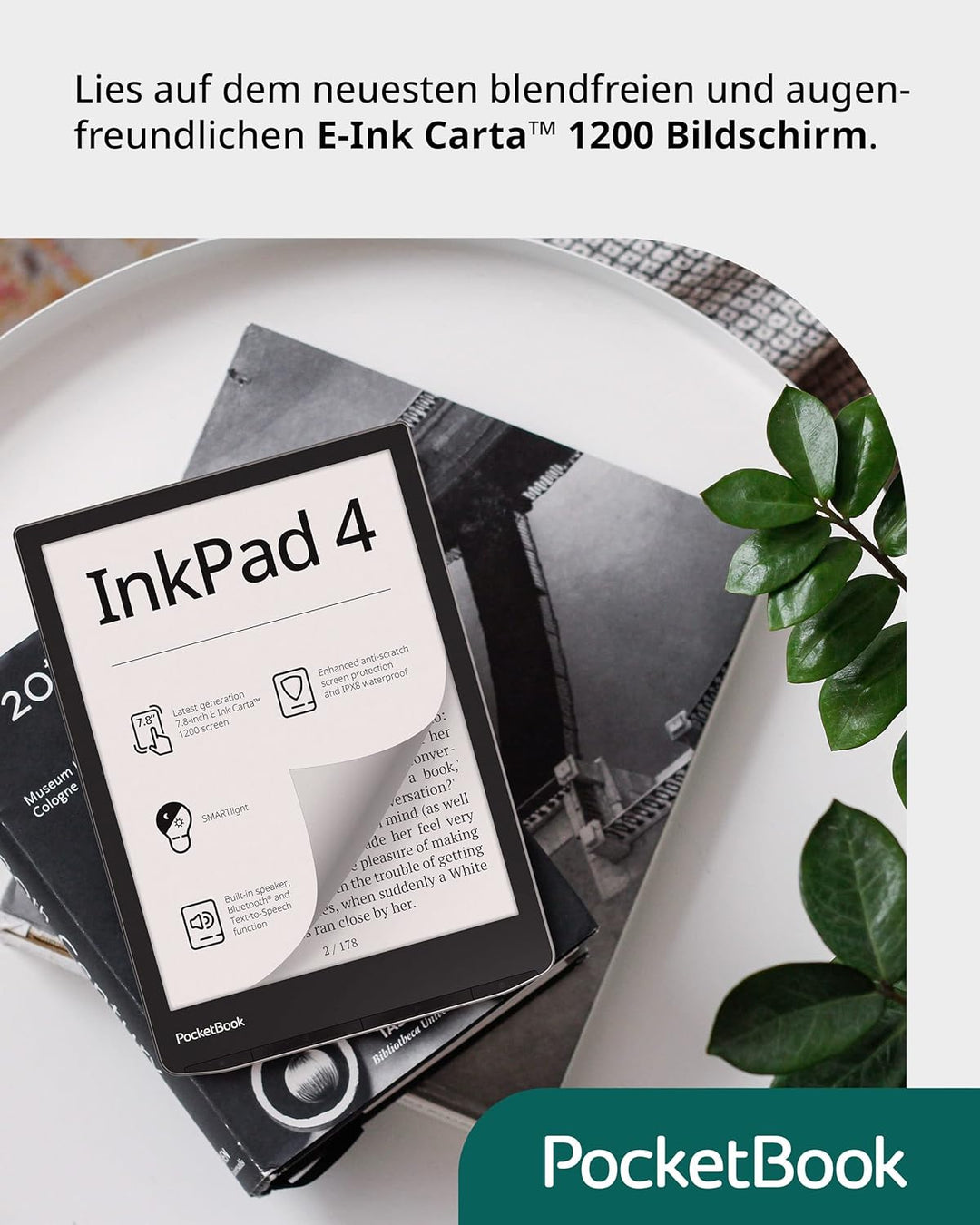 PocketBook e-Book Reader InkPad 4 (deutsche Version) 32 GB Speicher, 19,8 cm (7,8 Zoll) E-Ink Carta