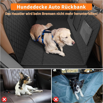 W&H Hundedecke Auto Rückbank mit Harter Unterseite, Universal Hundesitzbezug für Auto Rückbank mit S