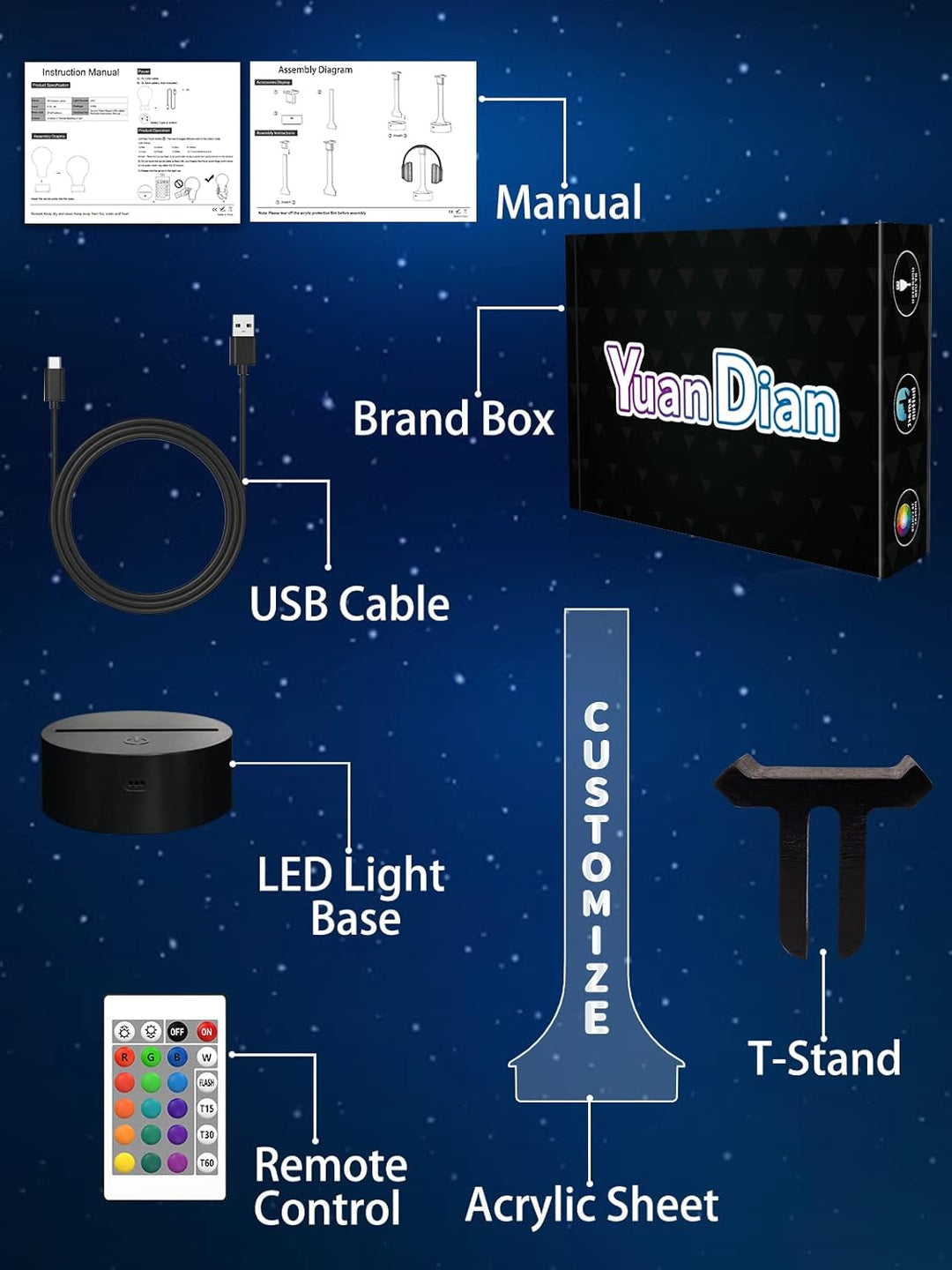 YuanDian personalisierte Licht bis Kopfhörer Stand für Schreibtisch, Gaming-Headset-Halter RGB mit 1