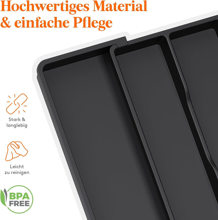 Lifewit Besteckkasten für Schubladen, erweiterbarer grosser Besteckkasten für die Küche, verstellbar