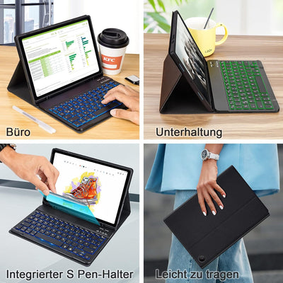 LAMA Samsung Galaxy Tab A8 Hülle mit Tastatur, Kabellose Tastatur Hülle für Tab A8 10,5“ 2021 (SM-X2