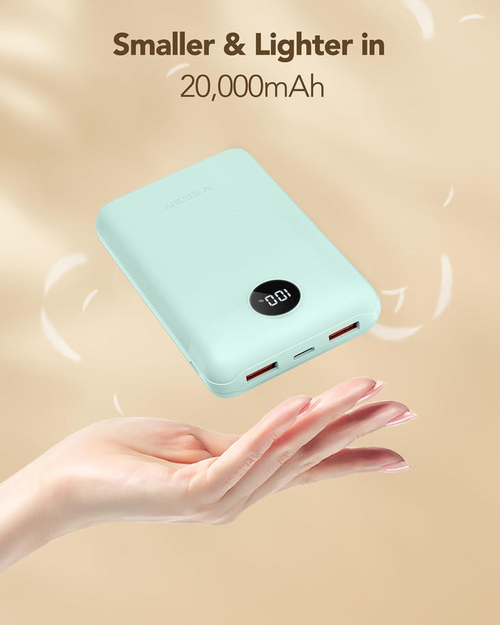VEGER Power Bank 20000mAh klein 22.5W, Powerbank USB C Schnelles Aufladen Externe Handyakkus PD/QC3.