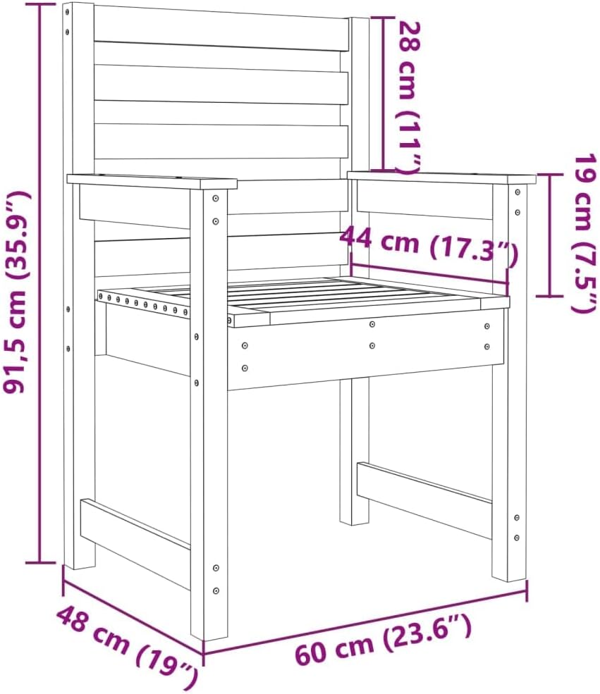 vidaXL Gartenstühle 2 STK., Gartenstuhl mit Rückenlehne Armlehnen, Gartensessel Terrassenstuhl Holzr
