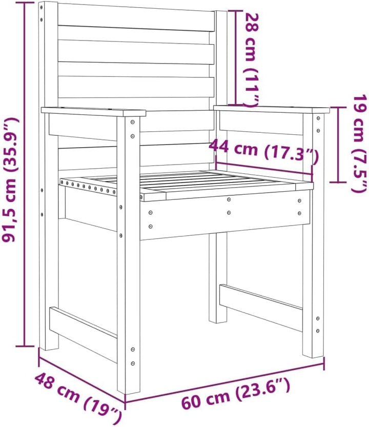 vidaXL Gartenstühle 2 STK., Gartenstuhl mit Rückenlehne Armlehnen, Gartensessel Terrassenstuhl Holzr