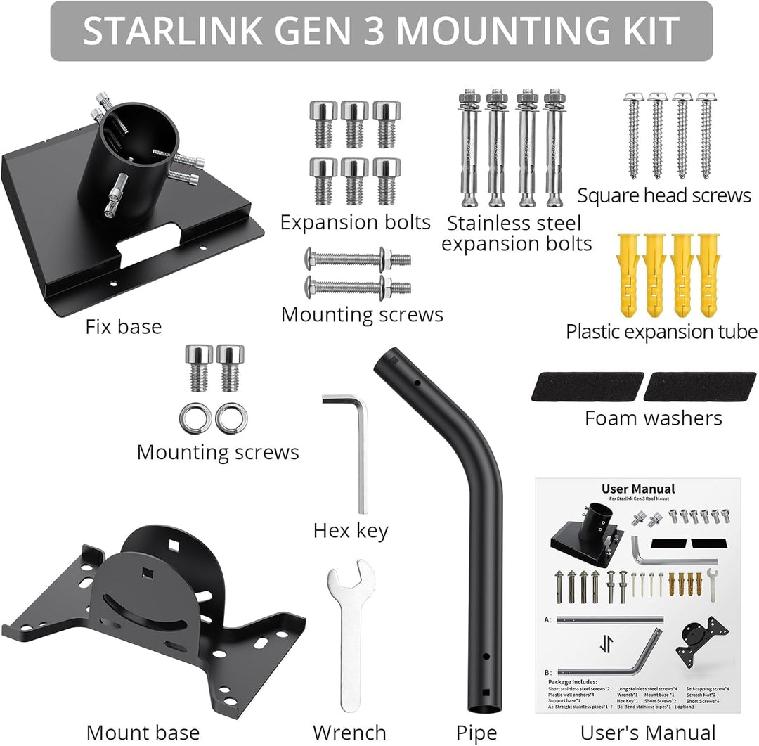 Justech Gen 3 Halterung für Starlink, Wand- und Dachmontage Kompatibel mit Gen 3 Starlink, Aluminium