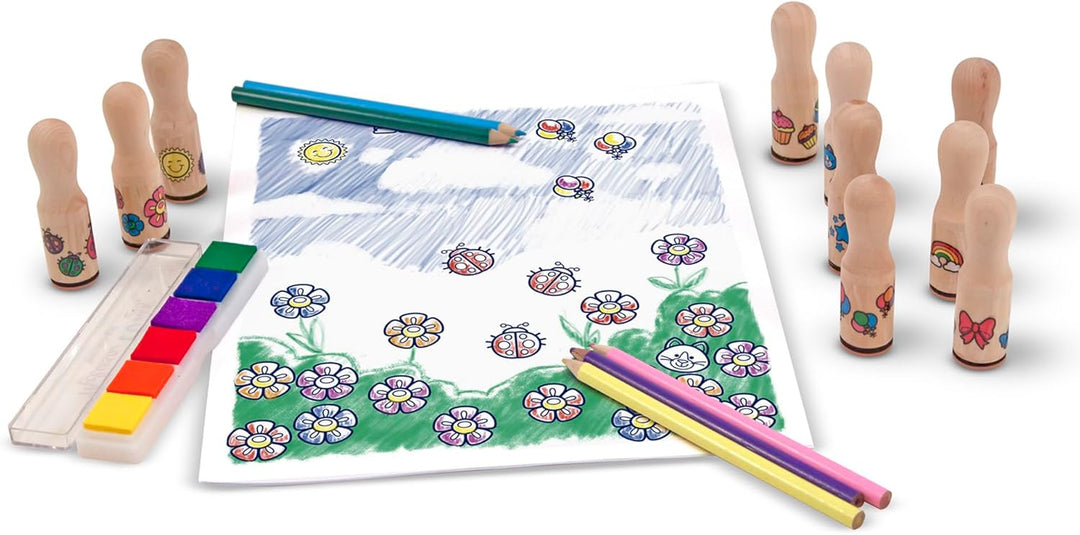 Melissa & Doug - Stempel Mit Holzgriff Luxusausführung - Stempelset Kinder, kleine Geschenke für Kin