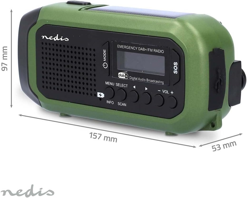 Notfallradio - Tragbare Ausführung - DAB+ / FM - Batteriebetrieben/Handkurbel/Solar Powered/Stromver