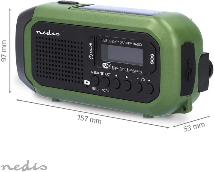 Notfallradio - Tragbare Ausführung - DAB+ / FM - Batteriebetrieben/Handkurbel/Solar Powered/Stromver