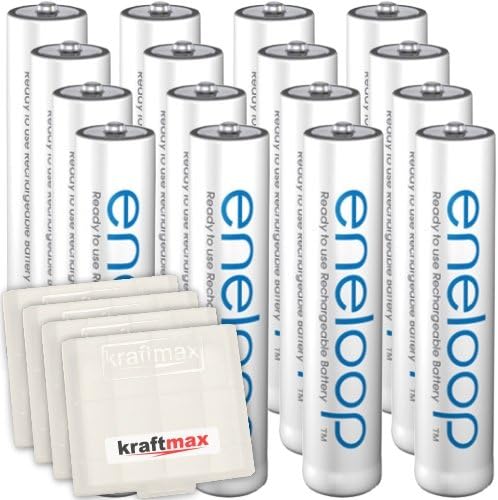 16er Pack Panasonic Eneloop AAA/Micro Akkus - Neueste Generation - Hochleistungs Akku Batterien in K