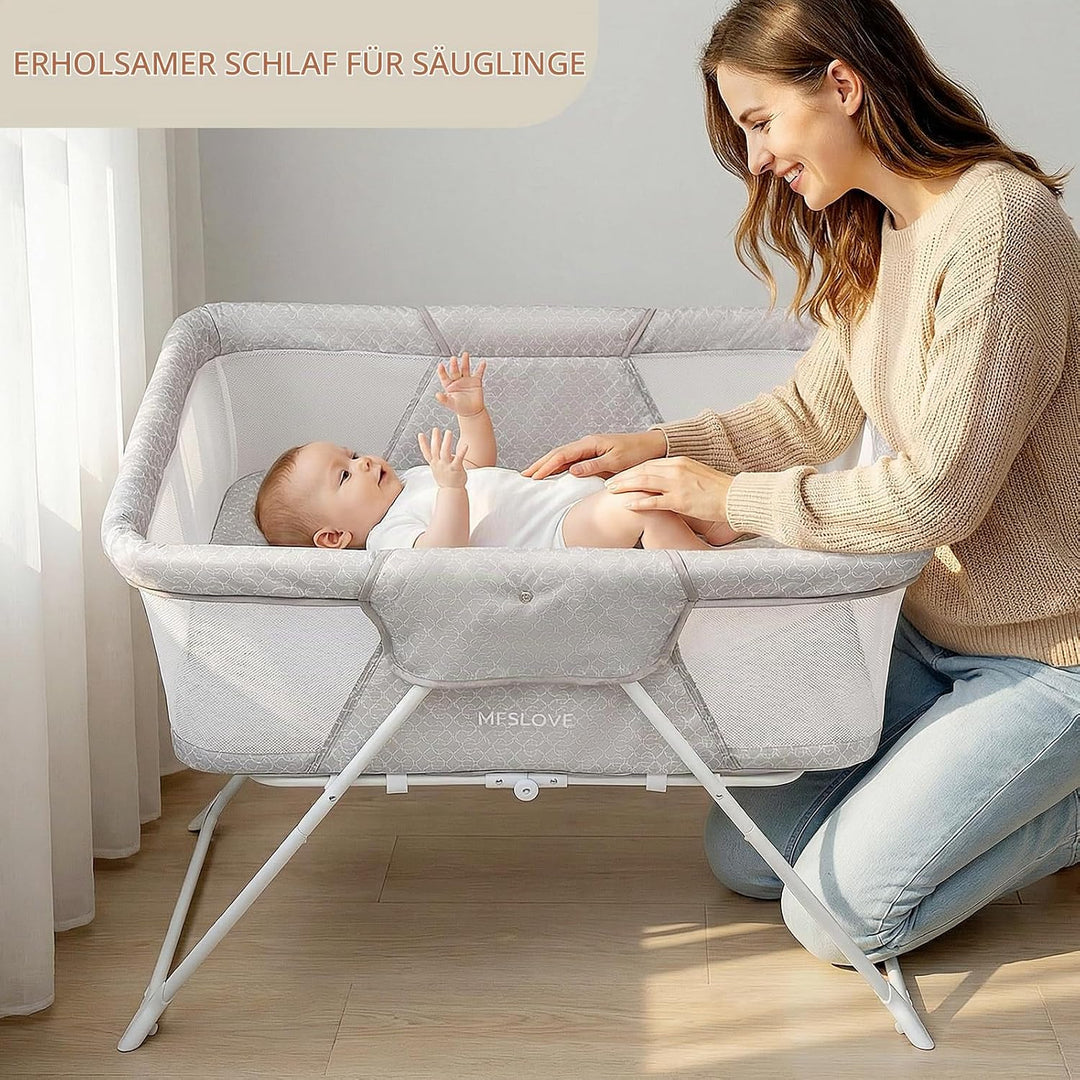 Tragbares Babybett mit Insektennetz, Reisebett, Babywiege, Faltbare Babywiege von Neugeborenen bis 6