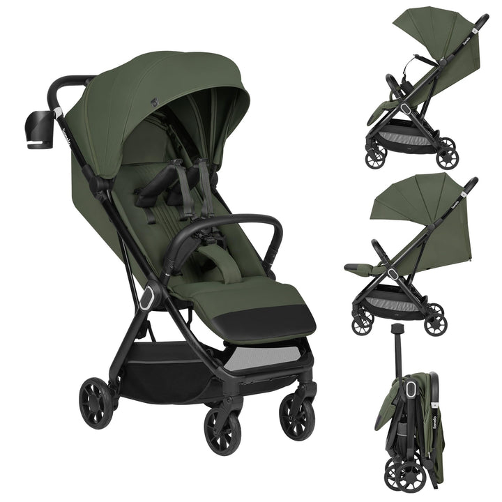 Lionelo Buggy Bess bis 22 kg von 6 Monaten bis 4 Jahren 360°-PU-Schwenkräder, Einhand-Klappfunktion,