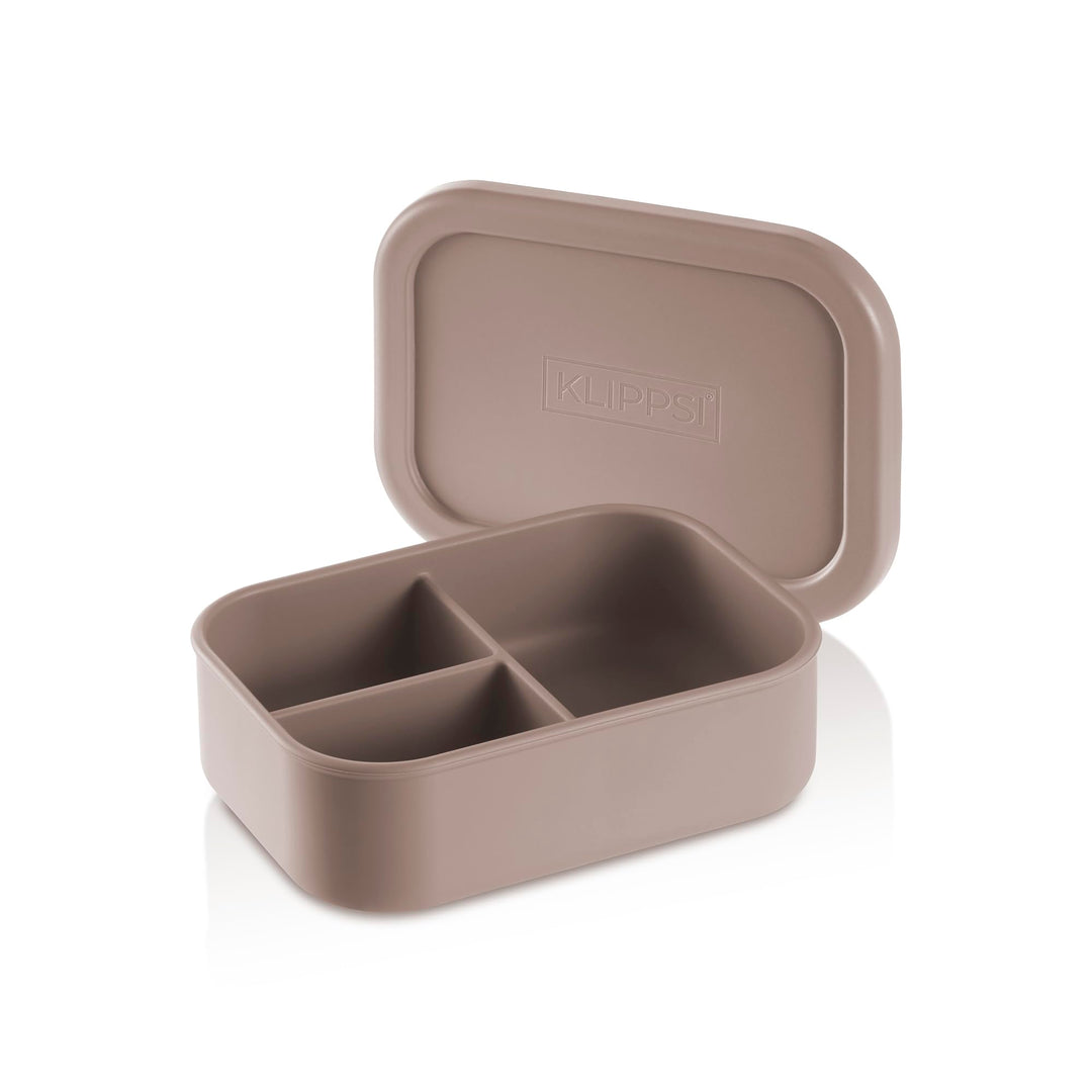 Lunchbox Medium-3 Fächer Brotdose Vorratsdosen aus Platin Silikon reissfest, hitze-kältebeständig, a