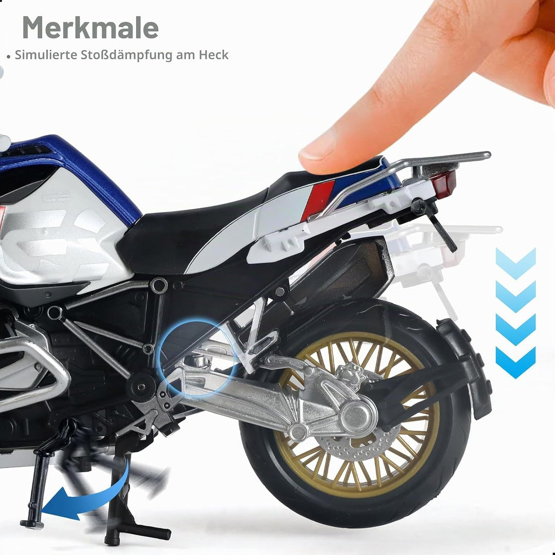 Motorrad-Modell im Massstab 1:12, Kompatible für BMW R1250 GS, Kunststoff mit Druckguss, kein Zusamm