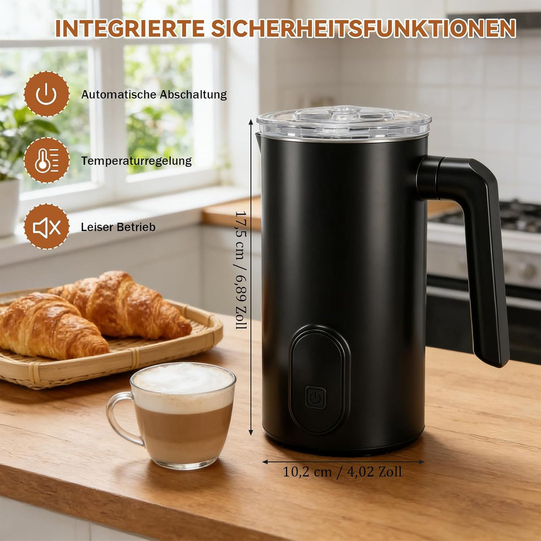 Milchaufschäumer Elektrisch, 4-in-1 Automatische Milchschäumer, 350 ml Milchwärmer für Heissen und K