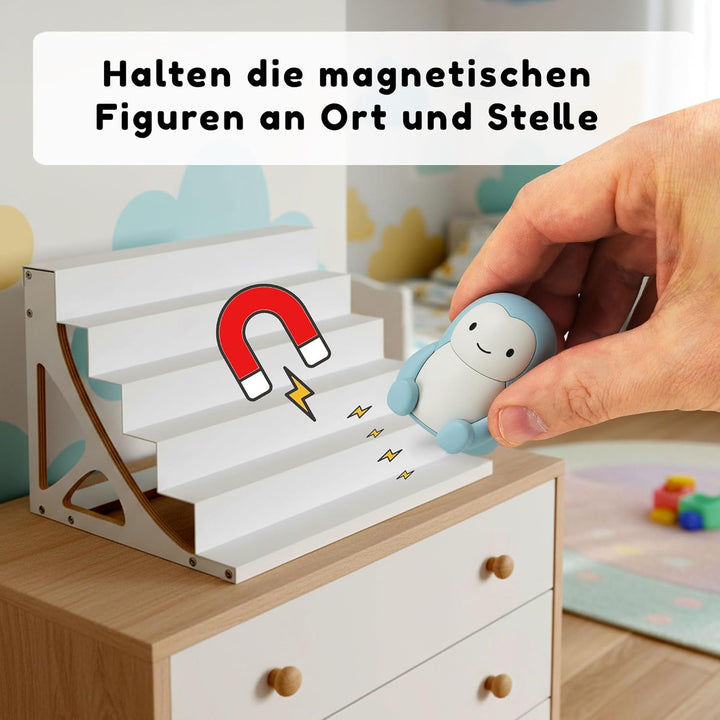 stadtecken® Magnetisches Regal für Musikbox-Figuren – Passend für Kallax und mehr | Optional mit Pla