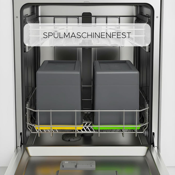 Mülltrennsystem 3x15l anthrazit, Mülleimer Küche für Schublade oder Unterschrank, geruchsdicht, spül