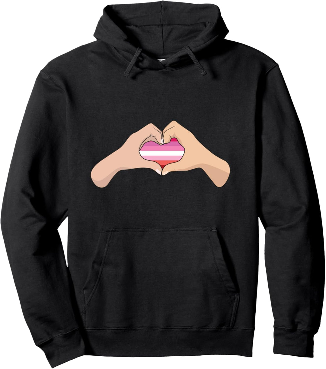 LGBTQ Lesbischer Stolz Flagge – Handherz Schild Lesben Pullover Hoodie
