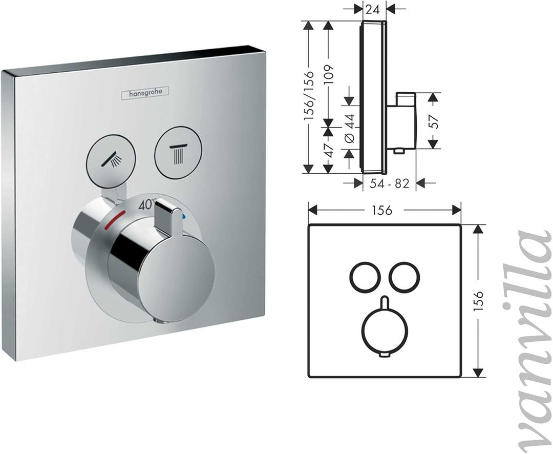 vanvilla Duschsystem mit Unterputz Duscharmatur von Hansgrohe ShowerSelect Thermostat und vanvilla R