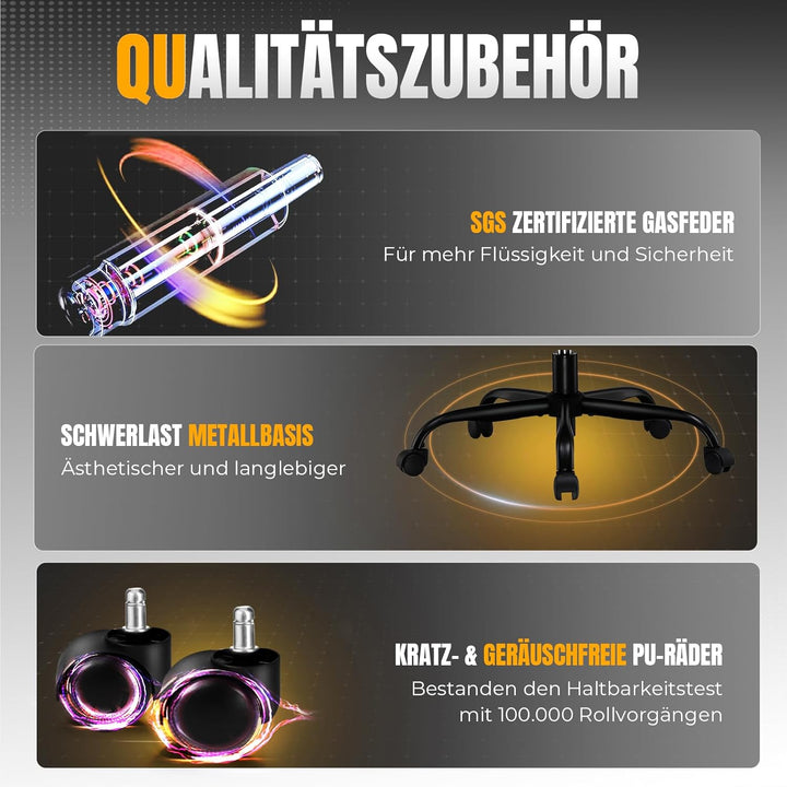 GTPLAYER Gaming Stuhl, Gamer Stuhl, Atmungsaktiver Bürostuhl aus Hochwertigem Stoff, Ergonomischer P
