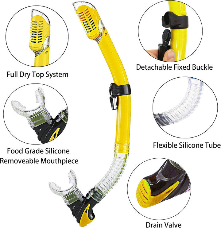 HH HHAO SPORT Schnorchelset Erwachsene mit Flossen,Schnorchelausrüstung in Reisegrösse mit Kurzen Ve