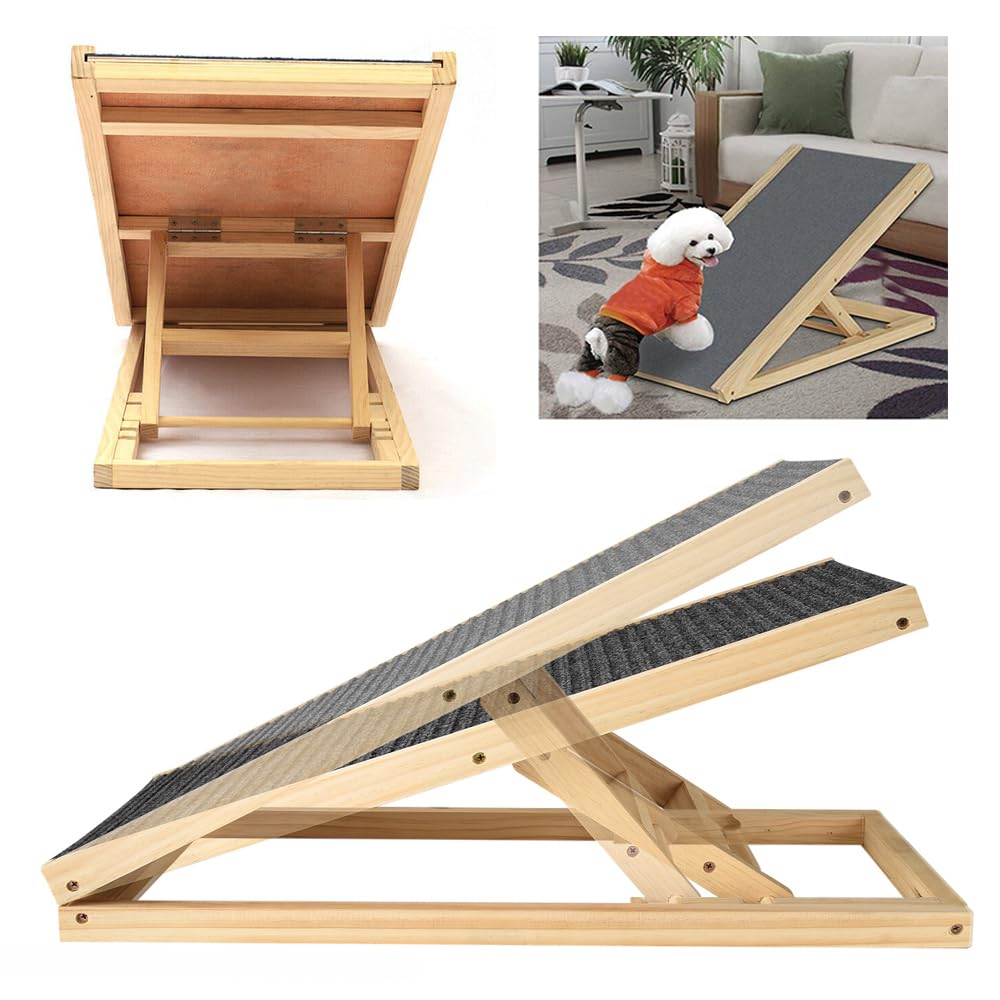 Hunderampe Länge 70cm Einstellbar 30/40cm Höhe des 2 Gangs Hundetreppe für Bett, Sofa, Auto, Rampe H
