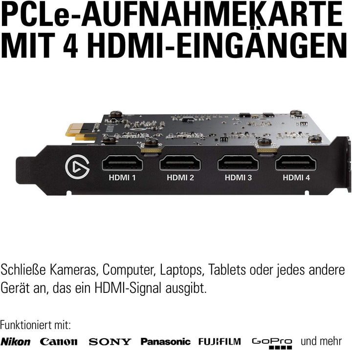 Elgato Cam Link Pro, interne Kamera-Aufnahmekarte, 4 HDMI-Eingänge, streamen & aufnehmen in 1080p60/