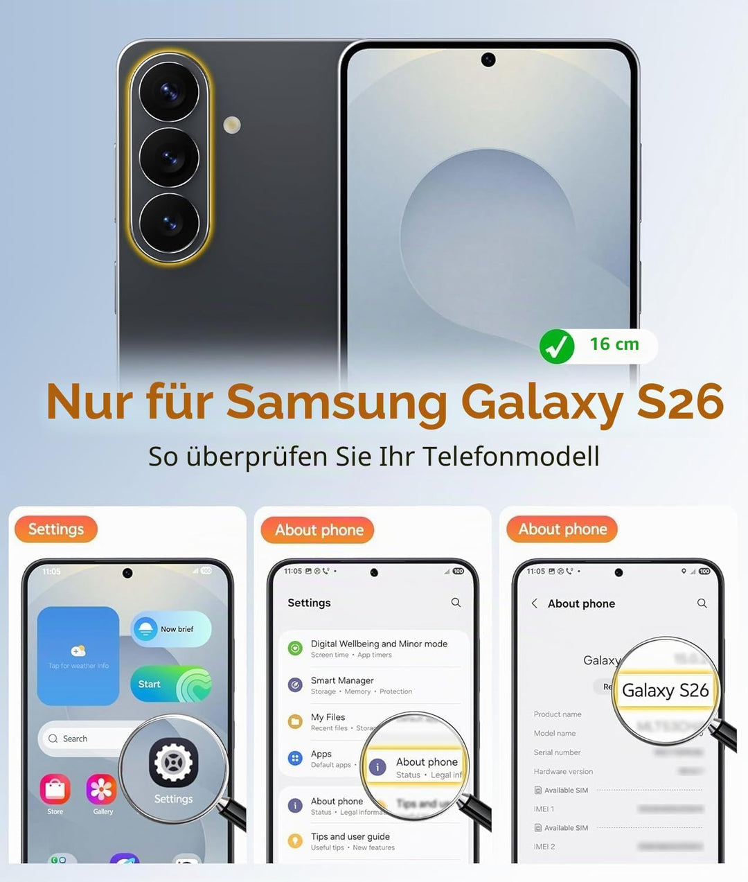 Handykette für Samsung Galaxy S26 6,3 Zoll Hülle mit Band - Necklace Handyhülle - Transparente Case