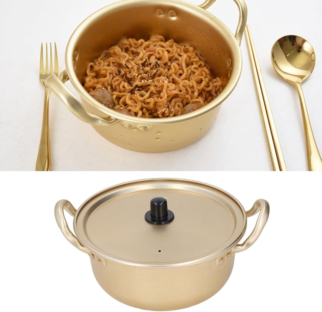 Koreanischer Ramen-Topf Koreanische Ramen-Nudelpfanne Aluminium Tragbarer Ramen-Topf mit Deckel Ramy