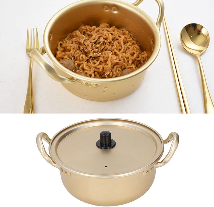 Koreanischer Ramen-Topf Koreanische Ramen-Nudelpfanne Aluminium Tragbarer Ramen-Topf mit Deckel Ramy
