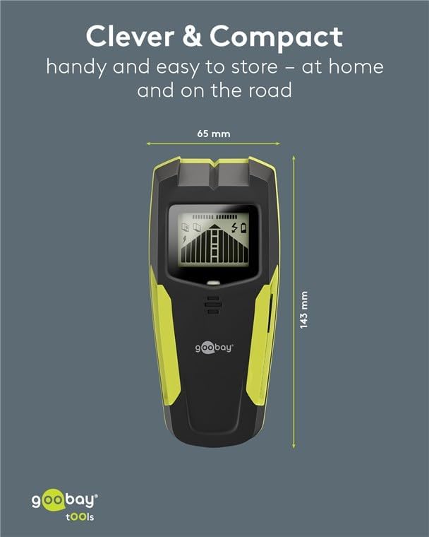 goobay Multidetektor für Holz, Metall & Stromleitungen 3-in-1 Leitungssucher mit LCD-Display, Audio-