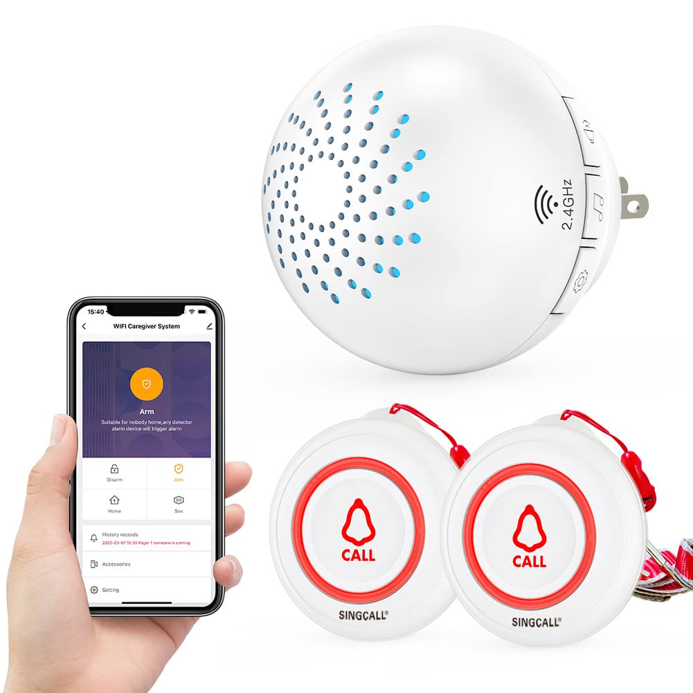 SINGCALL Tuya WiFi Drahtloses Rufsystem(Ausrüstungs-Upgrade),alarmsystem für ältere Menschen/Patient