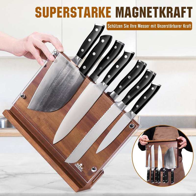 ENOKING Spitzenklasse Plus Messerblock Magnetisch, Magnetischer Messerblock mit Schutz, Hochwertiges