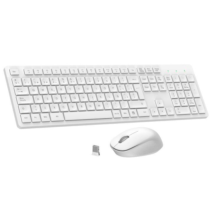 LeadsaiL Kabellose Tastatur und Maus, ergonomische kabellose Tastatur und Maus, Spanisch QWERTY, vol
