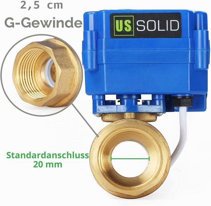U.S. Solid 1" Motorkugelhahn Messing 2 Wege DN25 Elektrische Zonenventil, 9-24V AC/DC, 2 Drähte, Aut