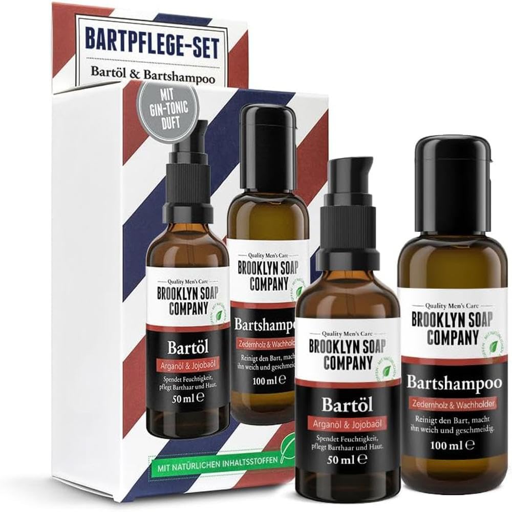 Brooklyn Soap Company Bartpflege Set - Das Vorteilsset für Männer · Bartshampoo & Bartöl mit Gin Ton
