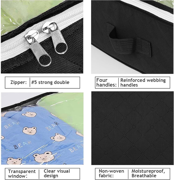 Budding Joy 6 Stück 90L Unterbettkommode, Aufbewahrungsbox mit Deckel Faltbare Unterbett Aufbewahrun