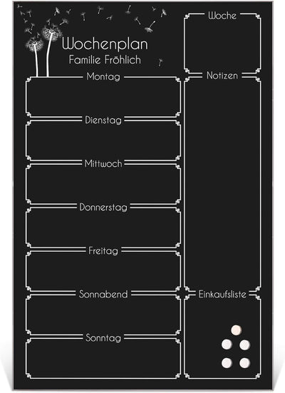 BANJADO Kalender beschreibbar aus Glas | Familienkalender 60cm x 40cm gross | Planer abwischbar mit