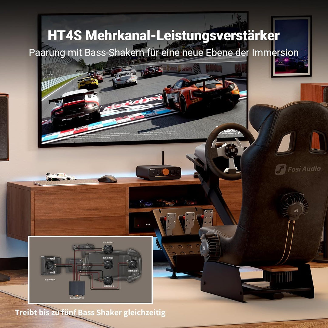 Fosi Audio HT4S Bluetooth Verstärker Hifi Stereo für Aussenlautsprecher, 4 Kanal Verstärker für Bass