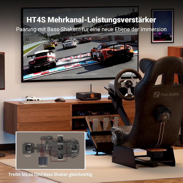 Fosi Audio HT4S Bluetooth Verstärker Hifi Stereo für Aussenlautsprecher, 4 Kanal Verstärker für Bass