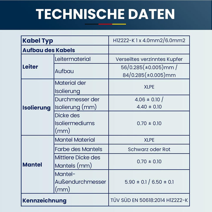Solarkabel Verlängerung ANFIL 6mm2/10AWG Solarpanel Photovoltaik Verlängerungskabel Solar PV Kabel f