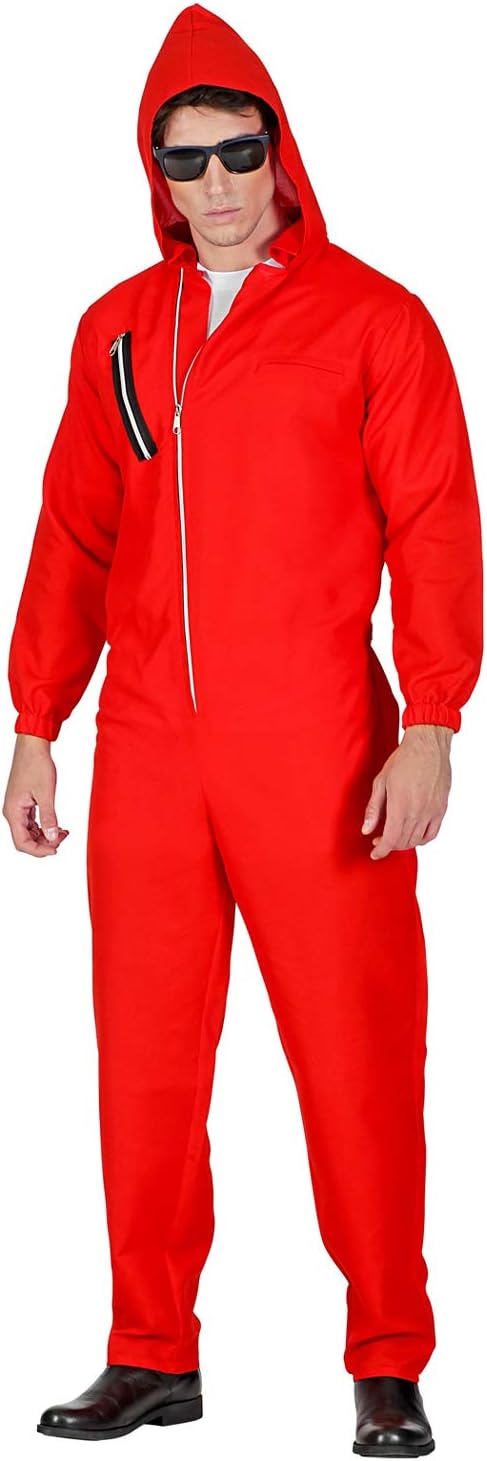 com-four® Roter Overall mit Kapuze - Faschingskostüme für Erwachsene - Bankräuber Kostüm für Mann un