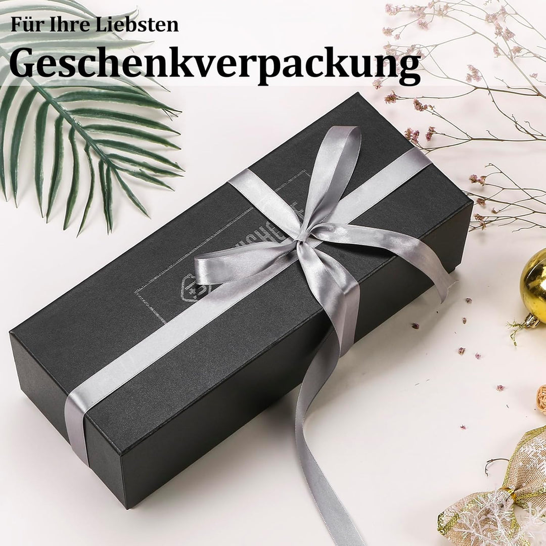 BEWISHOME Uhrenbox aus Holz für Herren – Luxus-Uhrengehäuse, Echtglas-Oberseite, glattes Kunstleder