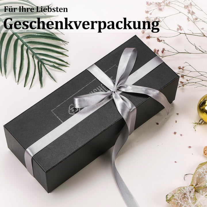 BEWISHOME Uhrenbox aus Holz für Herren – Luxus-Uhrengehäuse, Echtglas-Oberseite, glattes Kunstleder