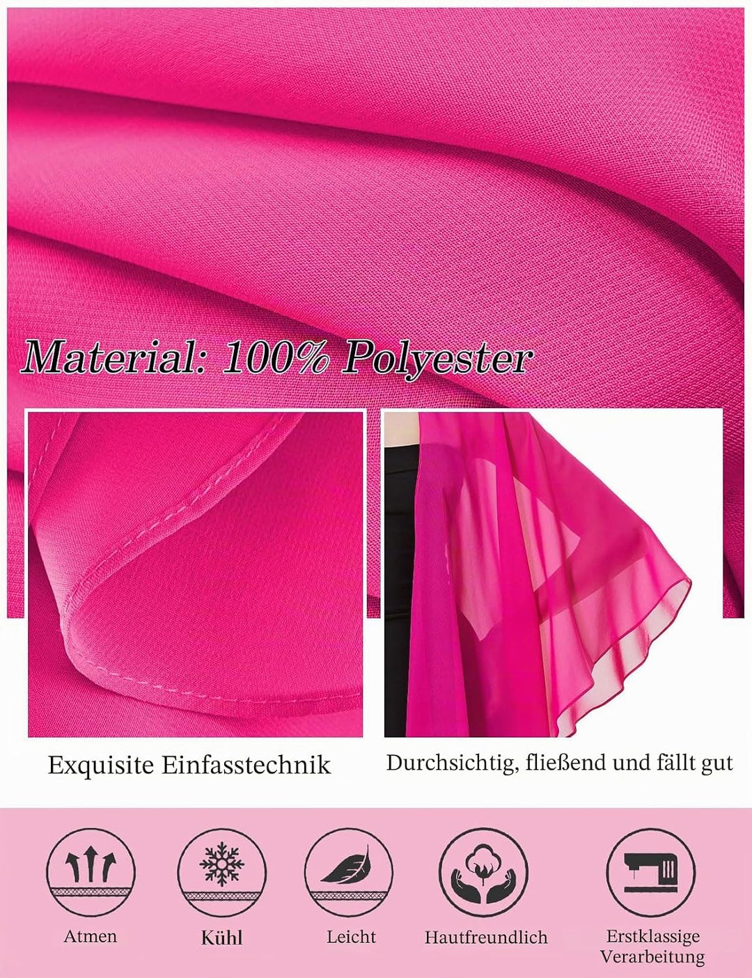 BEAUTELICATE Damen Chiffon Schal Stola Elegante Bolero Leichter Sommerjacke Braut Schal für Brautkle