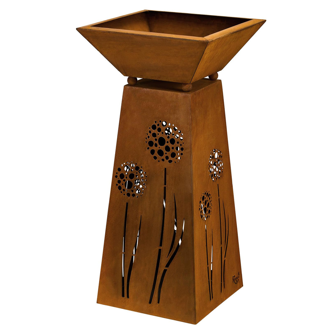 Rostikal Blumensäule 72 cm Pflanzschale Gartendeko Vintage Deko Pflanzsäule mit Schale Gartendeko Ro