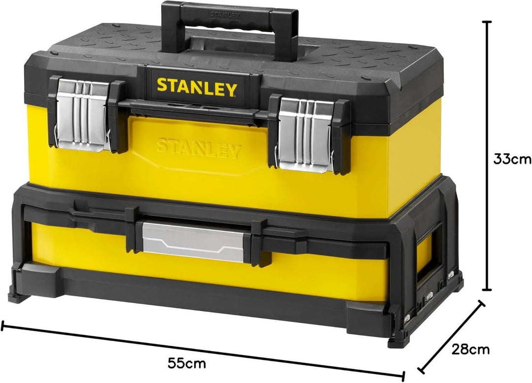 Stanley 20" Werkzeugbox Metall-Kunststoff mit integrierter Schublade - 1-95-829 - ohne Werkzeug
