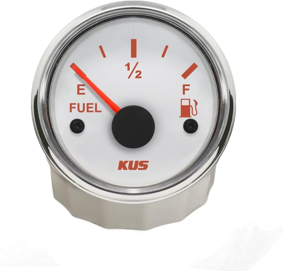 KUS Heizölstandsanzeige Anzeige 240-33Ohm Mit Hintergrundbeleuchtung 12V/ 24V 52 MM (2") (Weiss), we