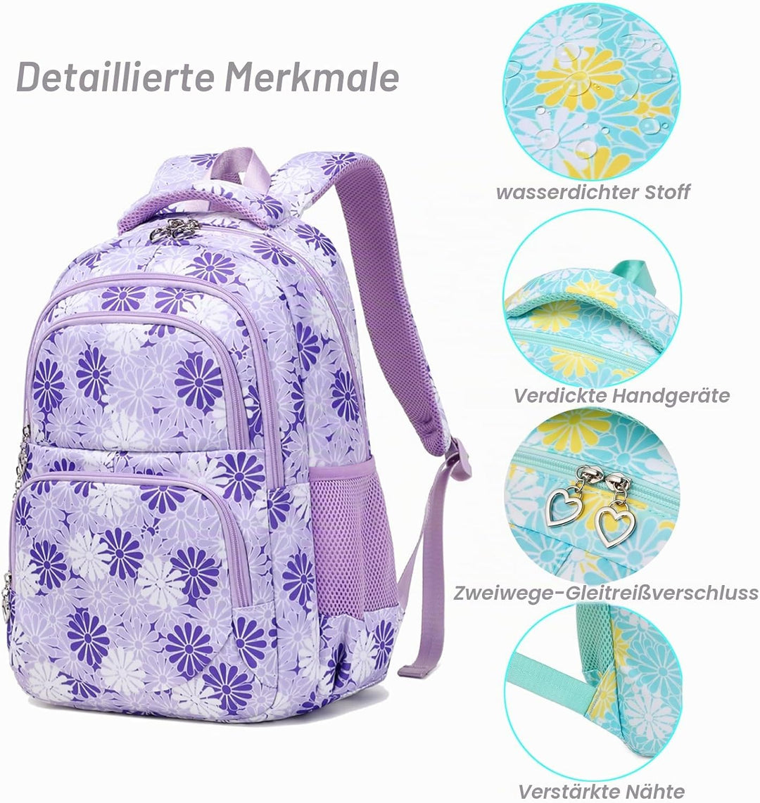 ZHIERNA Schulrucksack Mädchen Teenager Schule Rucksack Damen Schulranzen Kinder Schultasche mit Lunc