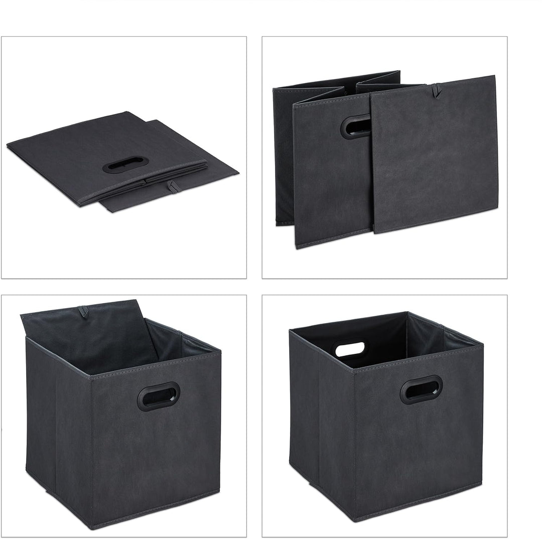 Relaxdays Aufbewahrungsbox, 4er Set, Faltbare Regalboxen, Grifflöcher, HBT 32 x 33 x 33 cm, Faltboxe